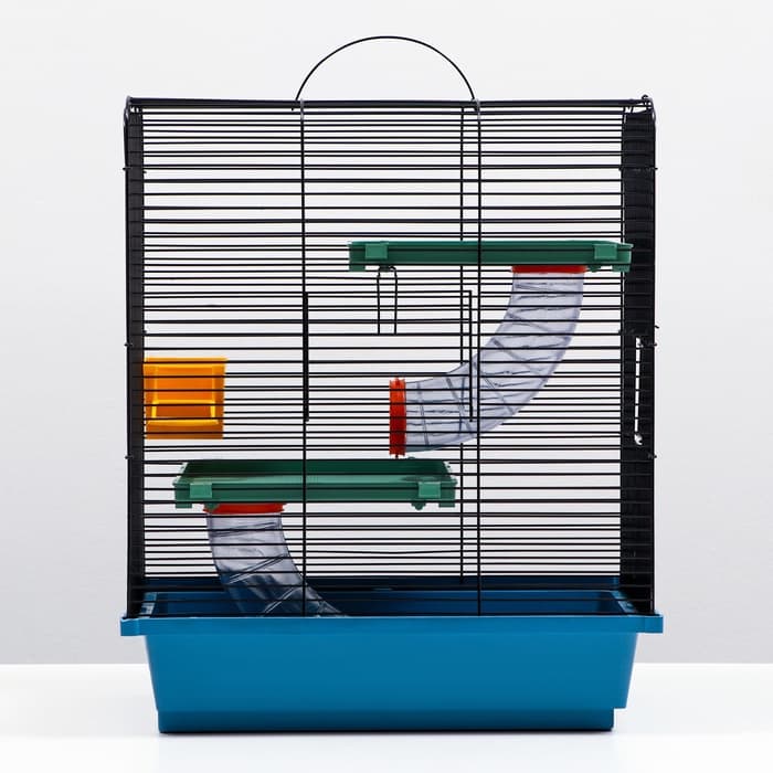Клетка для грызунов «Дом», 39×29×49 см, трехярусная, цвет МИКС