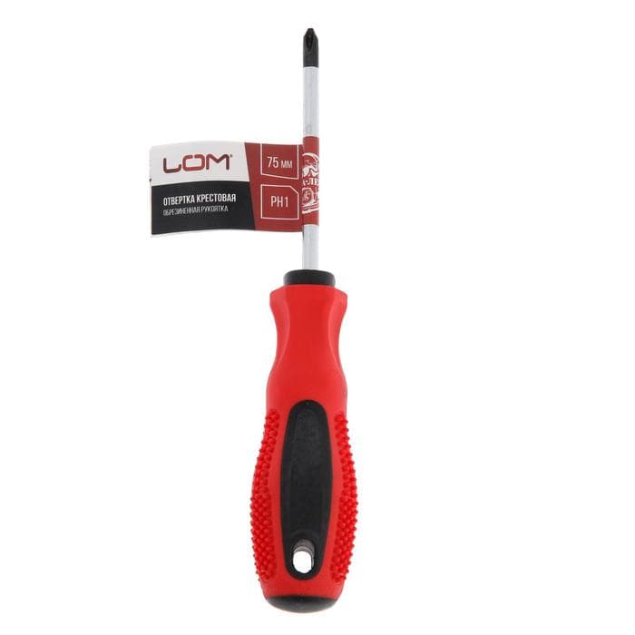 Отвертка крестовая ЛОМ, магнит, двухкомпонентная рукоятка, PH1×75 мм