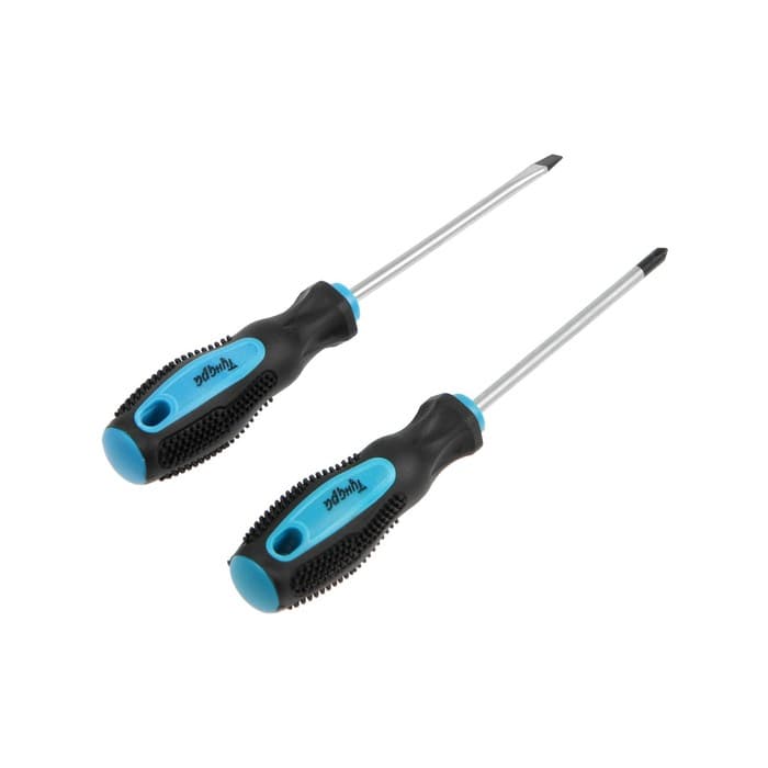 Набор отверток ТУНДРА, сатин, магнит, двухкомпонентные рукоятки, PH1 и SL5×100 мм, 2 шт.