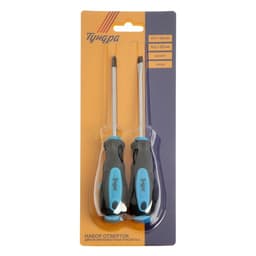 Набор отверток ТУНДРА, сатин, магнит, двухкомпонентные рукоятки, PH1 и SL5×100 мм, 2 шт.