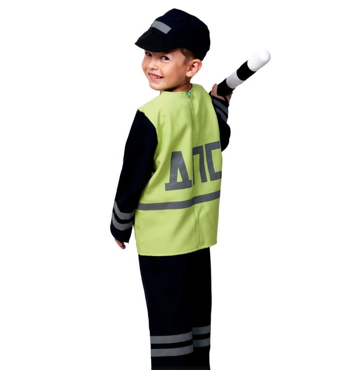 Карнавальный костюм «Полицейский ДПС», р. 30–32, рост 116–122 см: куртка, брюки, кепка, жезл