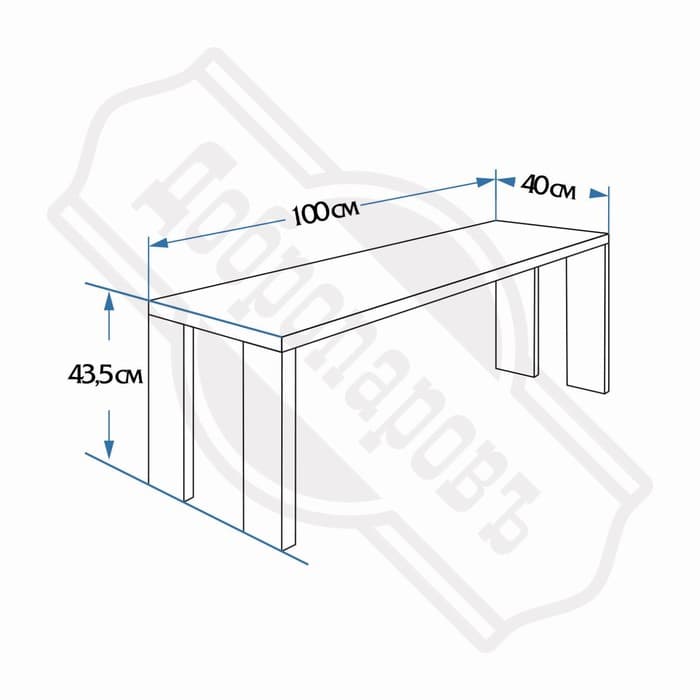 Лавка деревянная, 100×40×43.5 см, липа, «Добропаровъ»