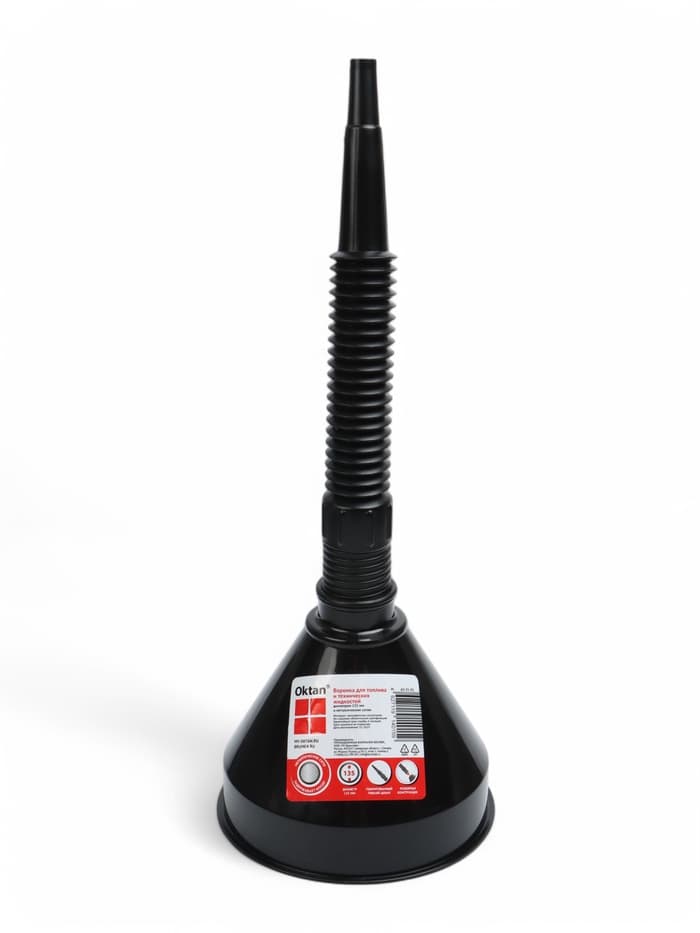 Воронка для ГСМ Oktan с фильтром и гибким носиком, диаметр 135 мм, высота 385 мм