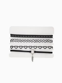 Чокер «Ассорти романтика», набор 4 шт. чёрный в серебре, 30.5 см