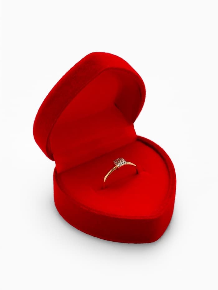 Футляр под кольцо, серьги «Сердце с рамкой из точек», бархатный, 4.5×4.5 см, красный