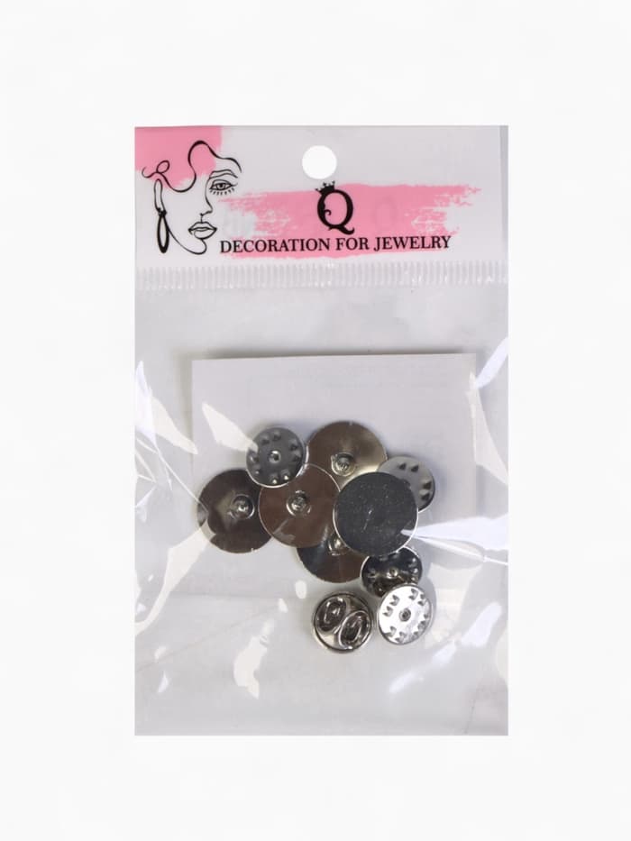 Основа для броши/значка (набор 5 шт.), площадка 1.5 см, цвет серебро