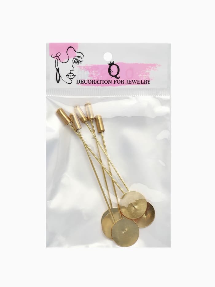 Основа «Брошь-игла» L= 7.2 см, площадка 1.5 см (набор 5 шт.), цвет золото