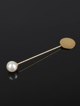 Основа «Брошь-игла» с бусиной d=1 см (набор 5 шт.), L=7.5 см, площадка 1.5 см, цвет золото