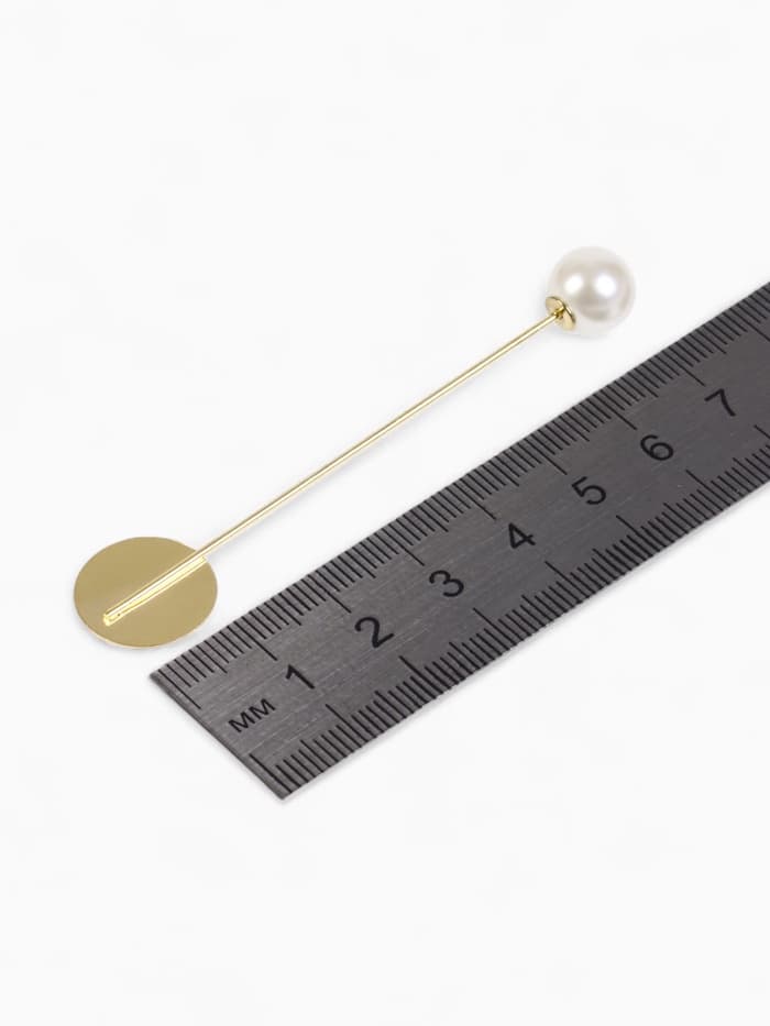 Основа «Брошь-игла» с бусиной d=1 см (набор 5 шт.), L=7.5 см, площадка 1.5 см, цвет золото