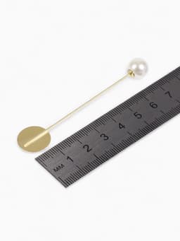 Основа «Брошь-игла» с бусиной d=1 см (набор 5 шт.), L=7.5 см, площадка 1.5 см, цвет золото