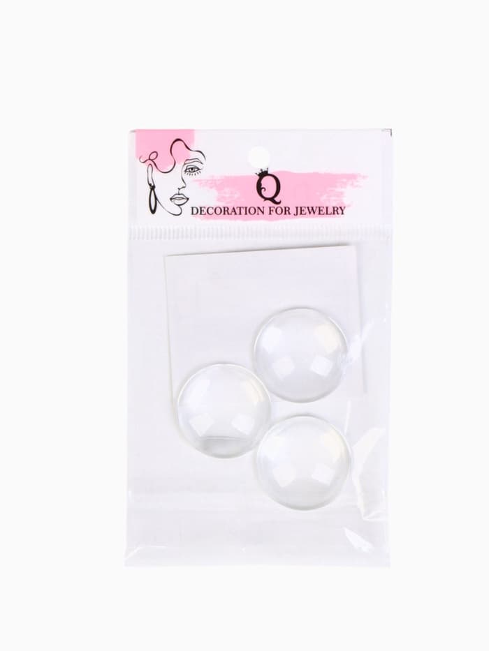 Кабошон стекло, круг 25 мм (набор 3 шт.), прозрачный