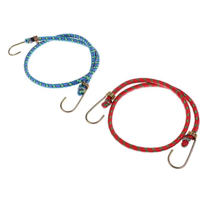 Резинка для крепления багажа TORSO, 60 см, d=8 мм, металлические крючки, МИКС, набор 2 шт.