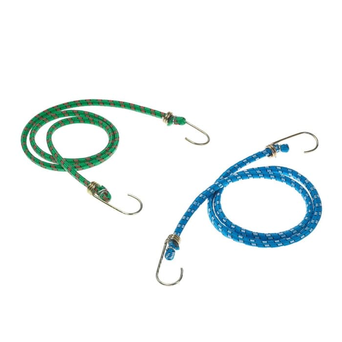 Резинка для крепления багажа TORSO, 100 см, d=8 мм, металлические крючки, МИКС, набор 2 шт.