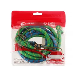 Резинка для крепления багажа TORSO, 100 см, d=8 мм, металлические крючки, МИКС, набор 2 шт.