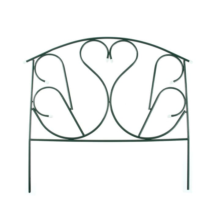 Ограждение декоративное, 69×410 см, 5 секций, с заглушками, металл, зелёное, «Лебедь»