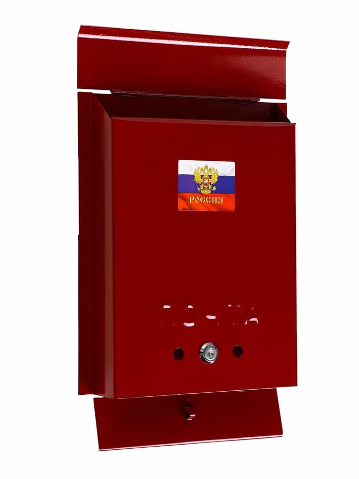 Ящик почтовый с замком, вертикальный, «Почта», бордовый