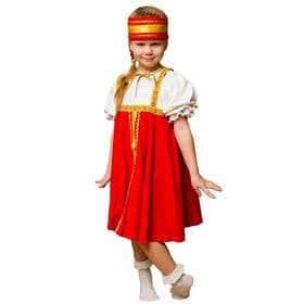 Карнавальный русский народный костюм «Хоровод», платье, повязка на голову, 3-5 лет, рост 104-116 см
