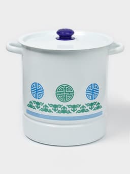 Мантоварка - позница, 12 л, 4 вставки, эмалированная, цилиндрическая, белая, рисунок МИКС