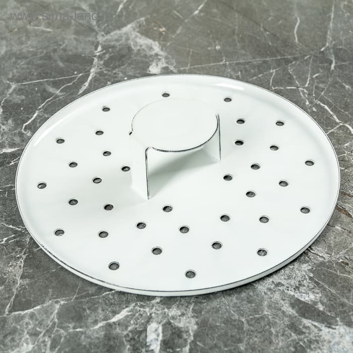 Мантоварка - позница, 12 л, 4 вставки, эмалированная, цилиндрическая, белая, рисунок МИКС