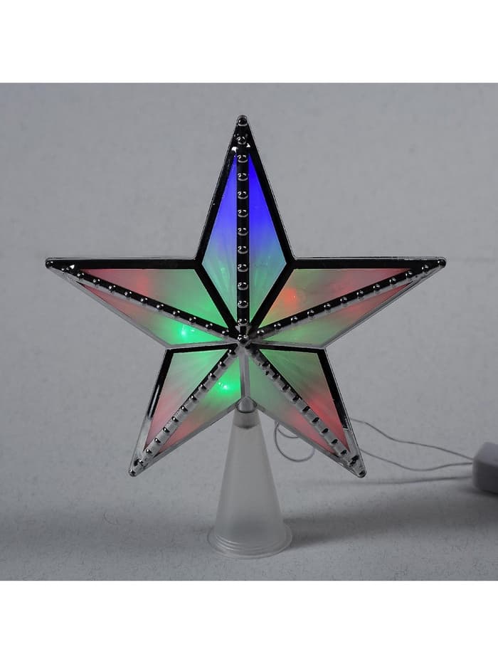 Светодиодная верхушка на ёлку «Звезда серебристая», 16 см, 10 LED, 220 В, свечение мульти