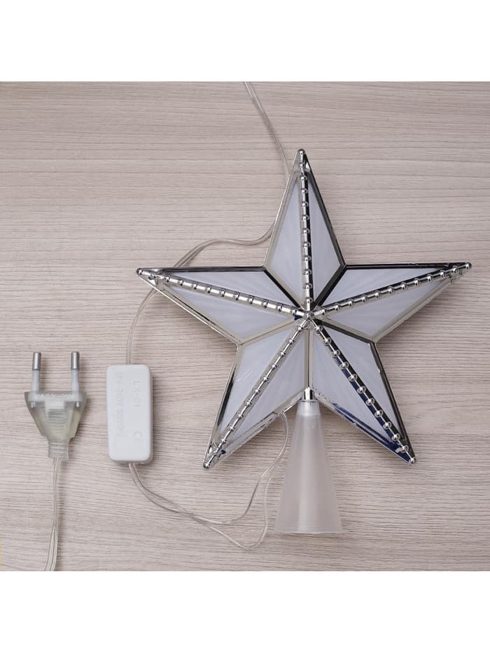 Светодиодная верхушка на ёлку «Звезда серебристая», 16 см, 10 LED, 220 В, свечение мульти