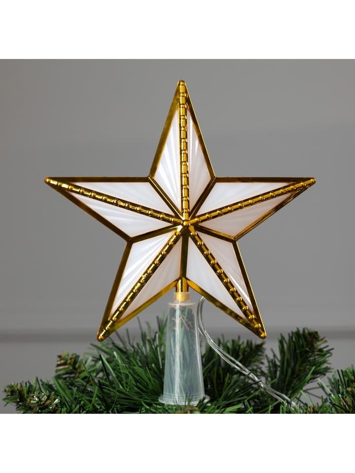 Светодиодная верхушка на ёлку «Звезда золотистая», 15 см, 10 LED, 220 В, свечение мульти