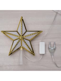 Светодиодная верхушка на ёлку «Звезда золотистая», 15 см, 10 LED, 220 В, свечение мульти