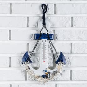 Декор настенный, панно с термометром «Якорь с цепью», 33×23×5 см