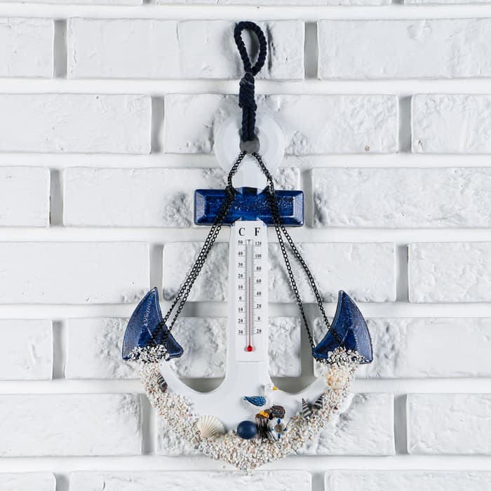 Декор настенный, панно с термометром «Якорь с цепью», 33×23×5 см