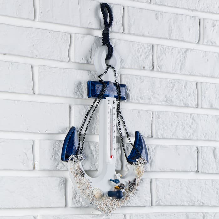 Декор настенный, панно с термометром «Якорь с цепью», 33×23×5 см