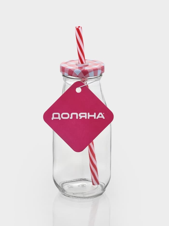 Бутыль «Лаконичность», 350 мл, с крышкой и трубочкой, 6.5×15.5 см, стекло