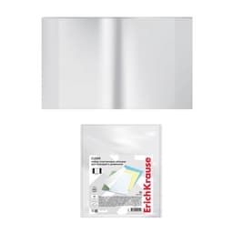 Набор обложек ПП 10 штук, 212×347 мм, 50 мкм, ErichKrause Fizzy Clear, для тетрадей и дневников, фиксированная, с тиснением