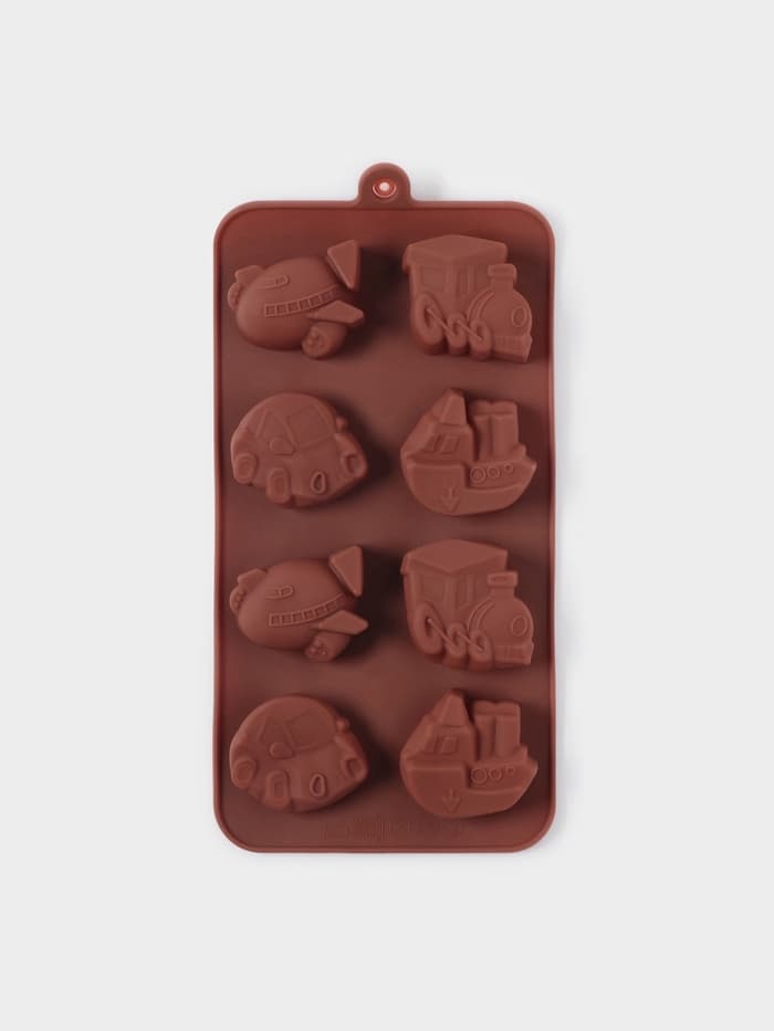 Форма для мармелада и шоколада Доляна «Машинки», силикон, 21×11 см, 8 ячеек (4.3×3.5 см), коричневая