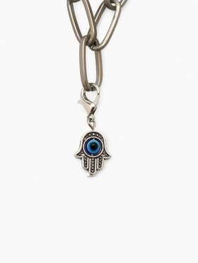 Шарм для браслета на карабине «Оберег рука Хамса», синий в серебре
