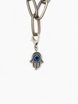 Шарм для браслета на карабине «Оберег рука Хамса», синий в серебре