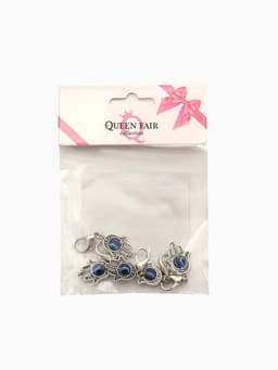 Шарм для браслета на карабине «Оберег рука Хамса», синий в серебре