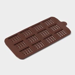 Форма для шоколада Доляна «Плитка», силикон, 21×11 см, 12 ячеек (2.7×3.9 см), коричневая