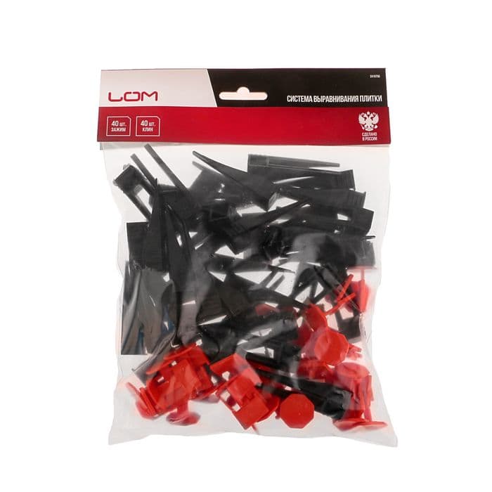 Комплект Зажим + Клин для выравнивания плитки ЛОМ, в упаковке 40/40 шт.