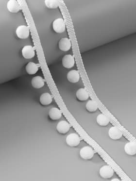 Тесьма декоративная с помпонами, 25±5 мм, 8±0.5 м, белая