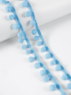 Тесьма декоративная с помпонами, 25 ± 5 мм, 9.1 ± 0.5 м, цвет голубой