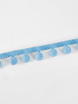 Тесьма декоративная с помпонами, 25 ± 5 мм, 9.1 ± 0.5 м, цвет голубой