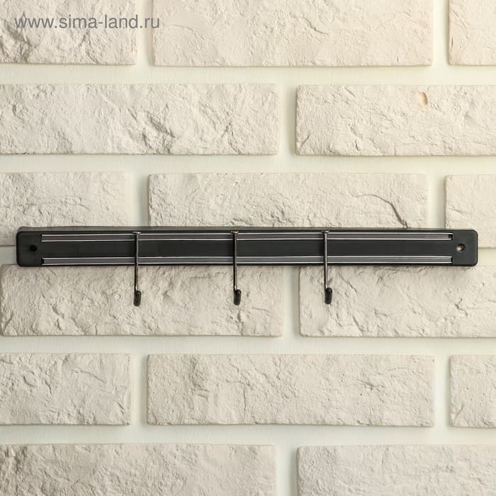 Держатель для ножей магнитный с крючками Доляна «Линия», 34 см