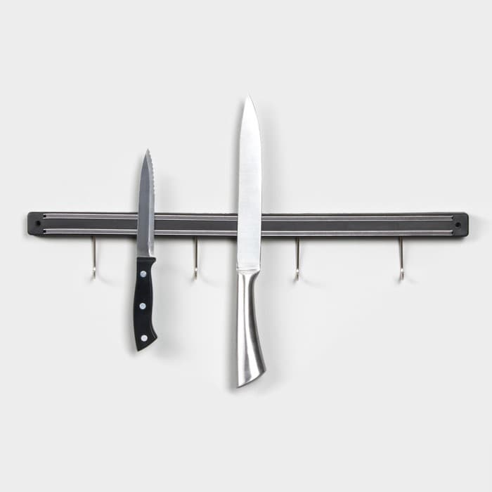 Держатель для ножей магнитный Доляна «Линия», с крючками, 51 см