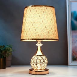 Лампа настольная «Блеск» 220V E27 переключатель, диоды золотая 41×26×26 см RISALUX