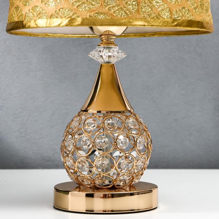 Лампа настольная «Блеск» 220V E27 переключатель, диоды золотая 41×26×26 см RISALUX