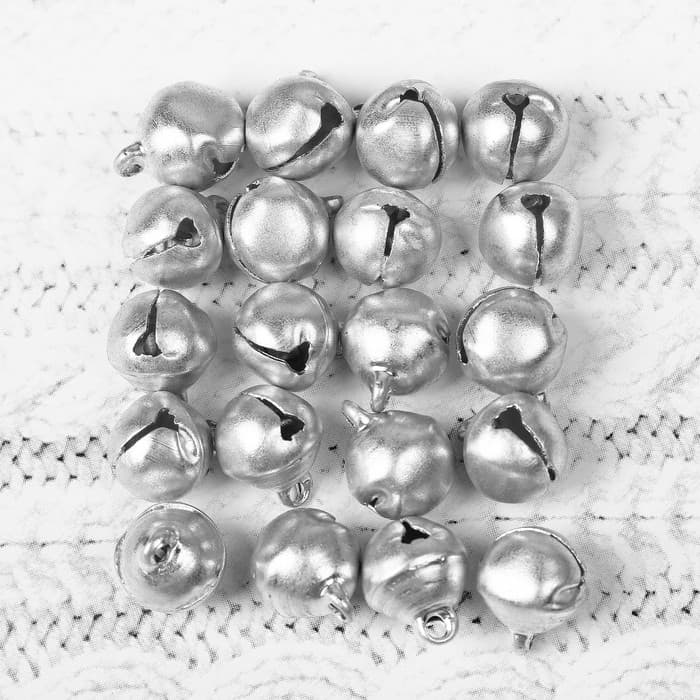 Бубенчики для рукоделия, набор 20 шт., размер 1 шт. — 1 см, серебряный