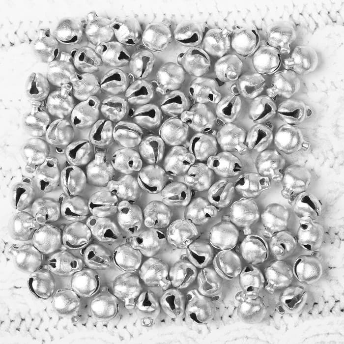 Бубенчики для рукоделия, набор 100 шт., размер 1 шт. — 0.6 см, серебристые