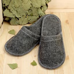 Тапочки для бани, полиэфир, шерсть, серые, «Добропаровъ»