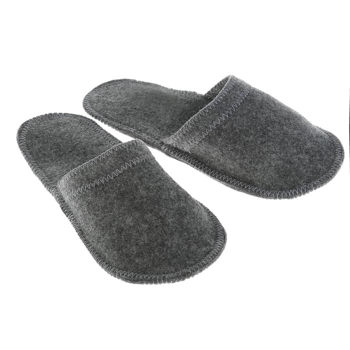 Тапочки для бани, полиэфир, шерсть, серые, «Добропаровъ»