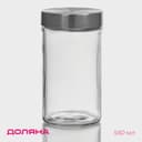 Банка для сыпучих Доляна «Премиум», 550 мл, 15×8 см, с металлической крышкой, стекло, прозрачная